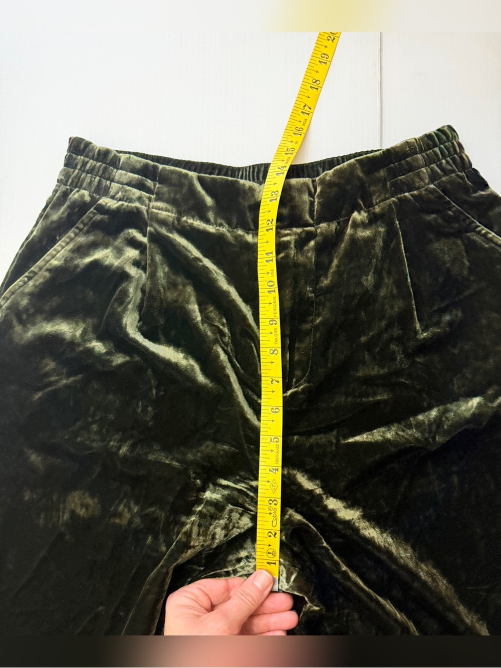 Anthropologie Wide Leg Velvet Velour Pants - Green - Small - Picture 14 of 15